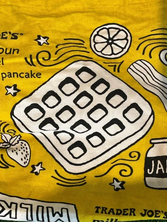Trader Joe's Breakfast Waffle Toast Milk Jam Shopping Reusable Grocery Eco Bag - Picture 5 of 15